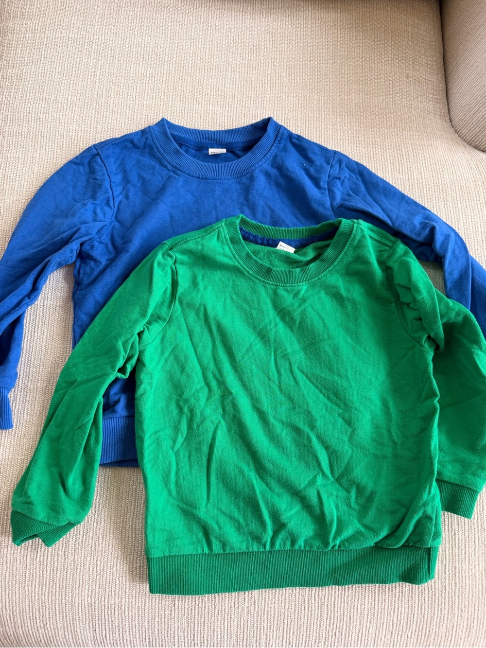 Bundle of two Long Sleeve Crewneck sweatshirts- Green & Blue